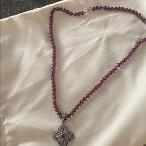 Elegant Silver and Garnet Beaded Necklace